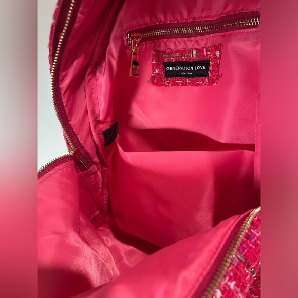 NWT Generation Love Eden Tweed Backpack - Hot Pink 💗 - Picture 13 of 14